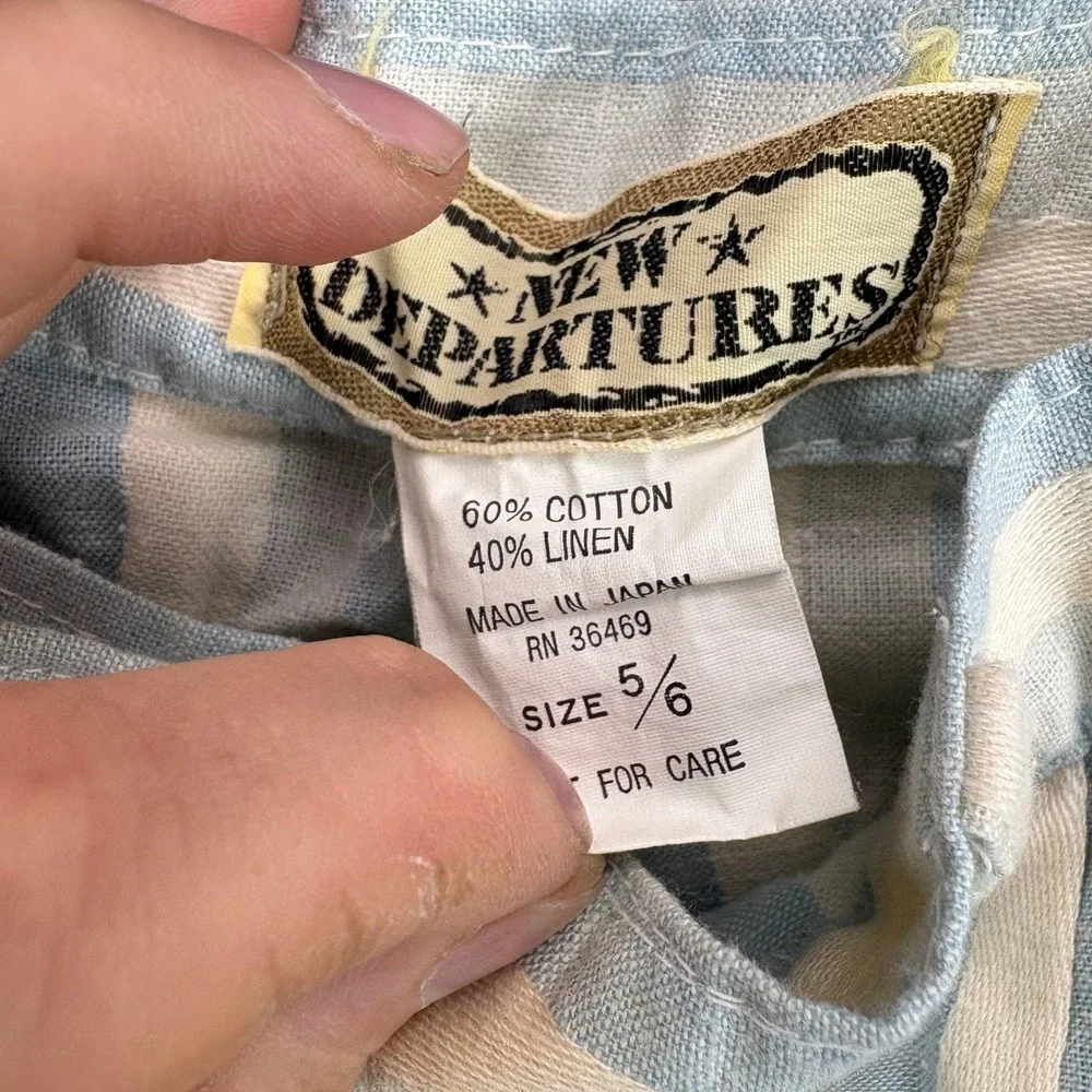 New‎ Departures Vintage Striped Linen Blend Pleated Shorts Blue White Size 5/6